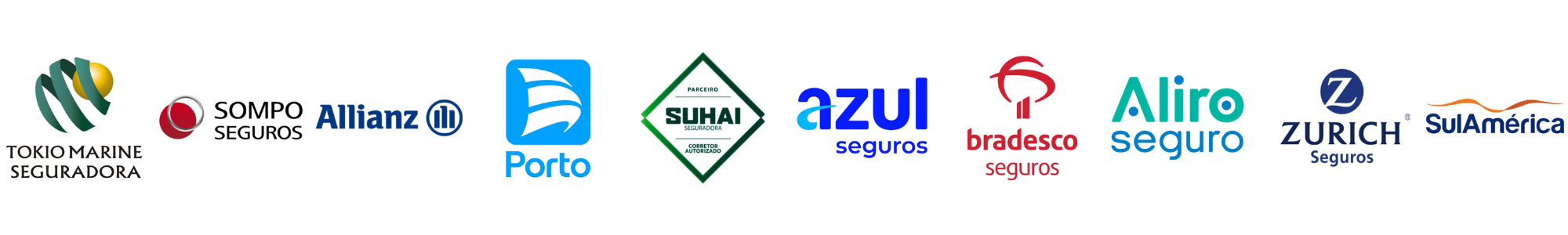 Tokio Marine, Sompo, Allianz, Zurich, Sul América, Aliro, Porto, Suhai, Azul, Bradesco