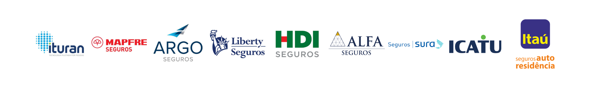 Ituran, Mapfre, Icatu, Itaú, Argo, Liberty, HDI, Alfa Sura